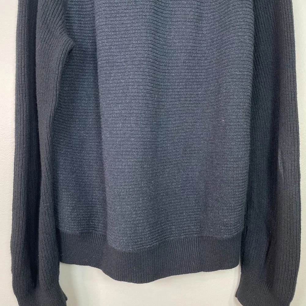 Banana Republic Sweater Large Black Navy Blue 1/4-Zip Pullover Cotton Blend Mens